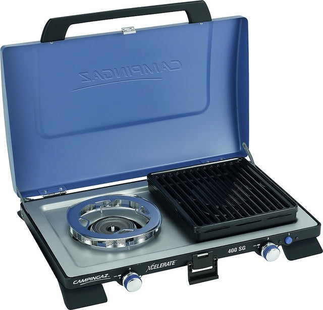Fornello a gas Camping Gaz Xcelerate 400 SG 2 fuochi incl. piastre grill 50 mbar 2 x 2,2 kW